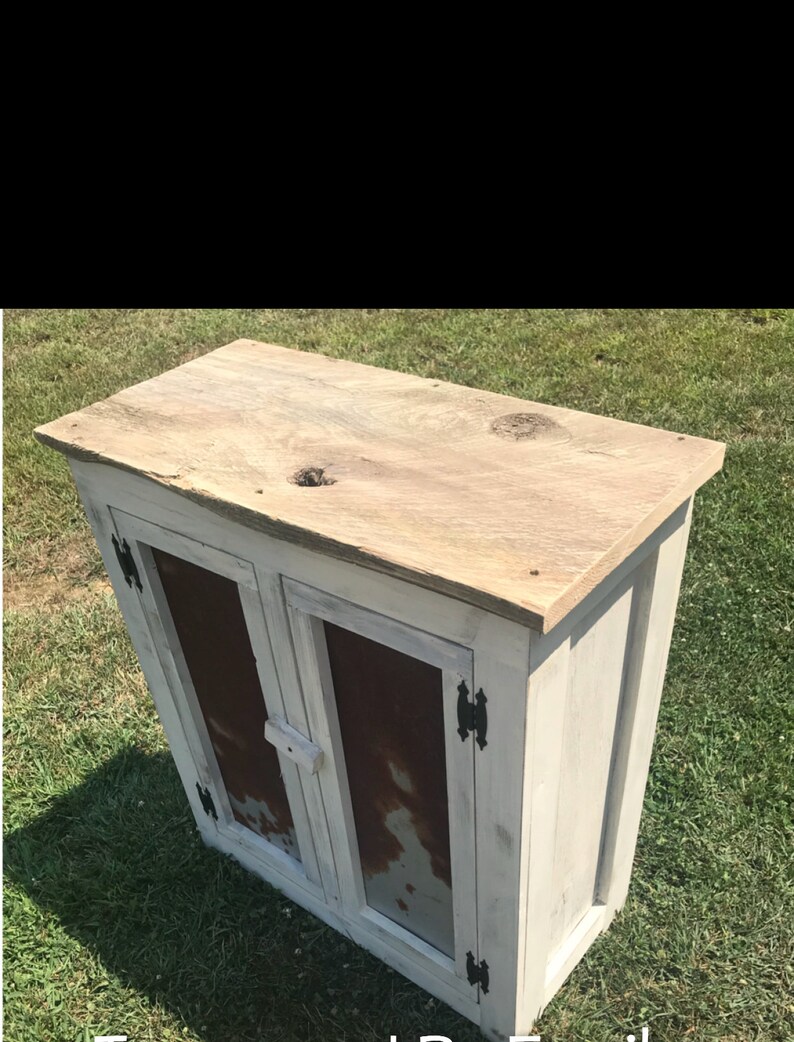 Rustic Farmhouse Kitchen Cabinet With Barnwood Tin Doors