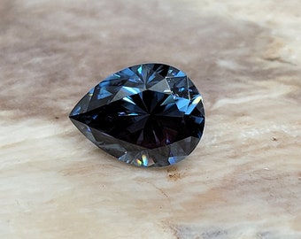 7*9mm Dark Blue Pear Cut Moissanite