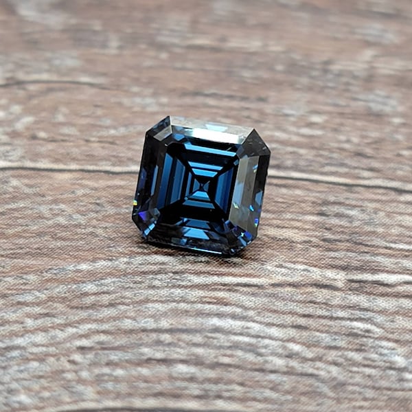 7mm Asscher Cut Peacock/Sapphire Blue Moissanite