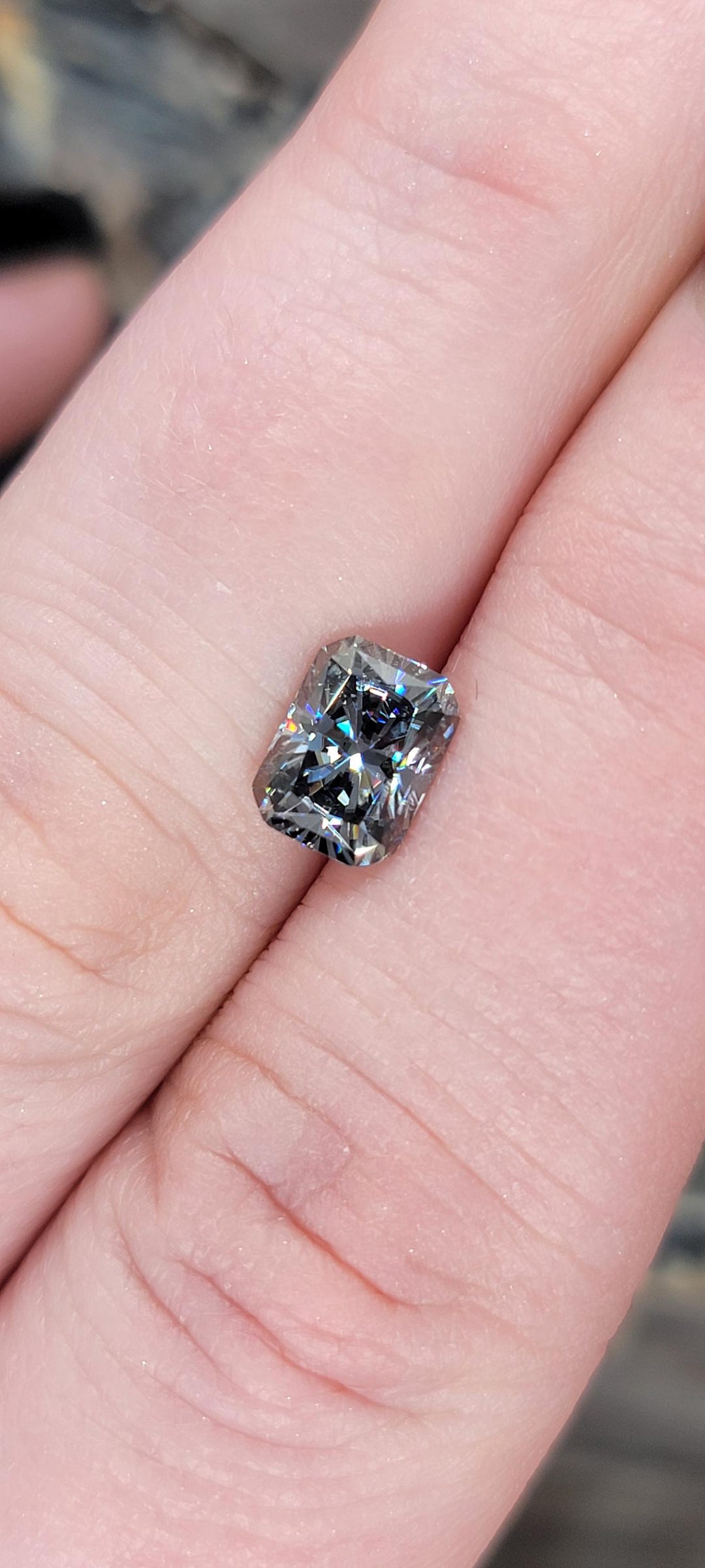 6*8mm Dark Gray Radiant Cut Moissanite - Etsy