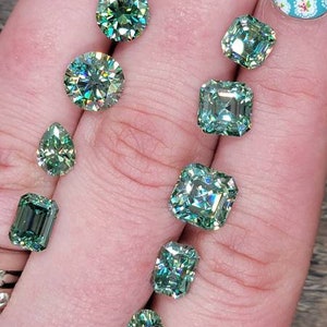 Blue/Green Moissanite - Round, Emerald, Asscher, Radiant, Oval & Pear - Various Sizes