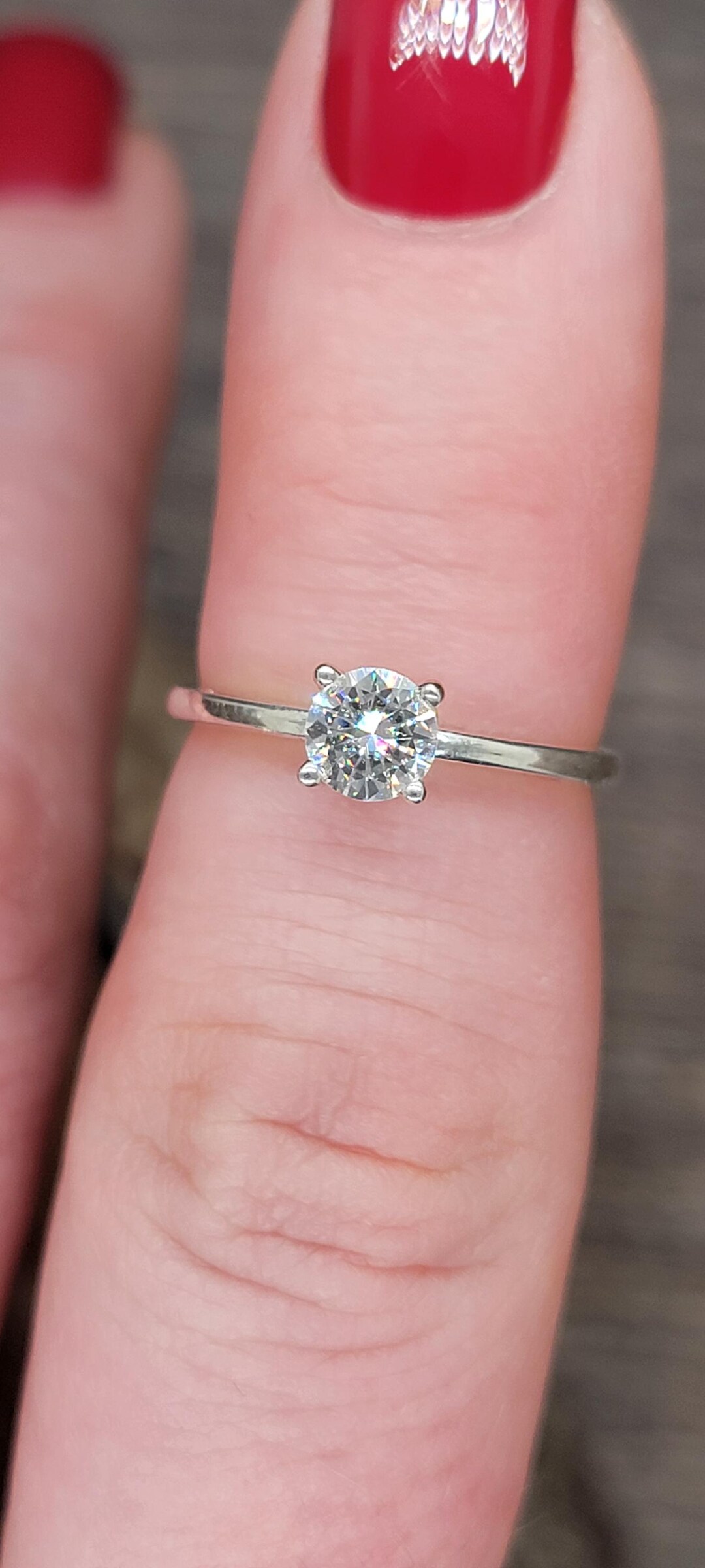 5mm Round DEF White Moissanite Ring, Sterling Silver - Etsy