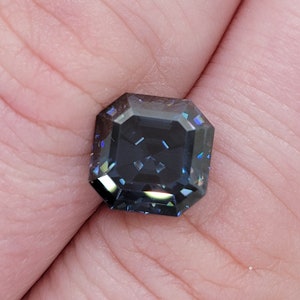 9mm Dark Blue Asscher Cut Moissanite