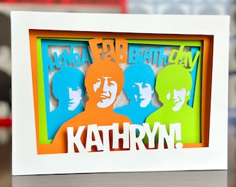 Personalized Beatles Birthday Card – 3D Pop-Up Handmade Decoration, Fab!