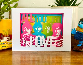 The Beatles “All You Need Is Love” Handmade Pop-Up 3D Card