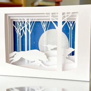 Silent Racing - Wolf Pack handgemachte 3D Pop-Up Karte Bild 1