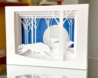 Silent Running - Wolf Pack Handmade Pop-Up 3D Card