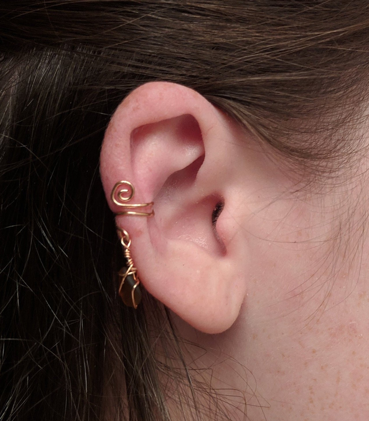 Copper Sea Glass Ear Cuffs, No Piercing Ear Cuffs, Sea Glass Earring