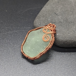 Coke Bottle Sea Glass Necklace! Aqua Sea Glass Pendant! Copper Sea Glass Necklace! Aquamarine Pendant! Sea Foam Beach Glass Necklace!