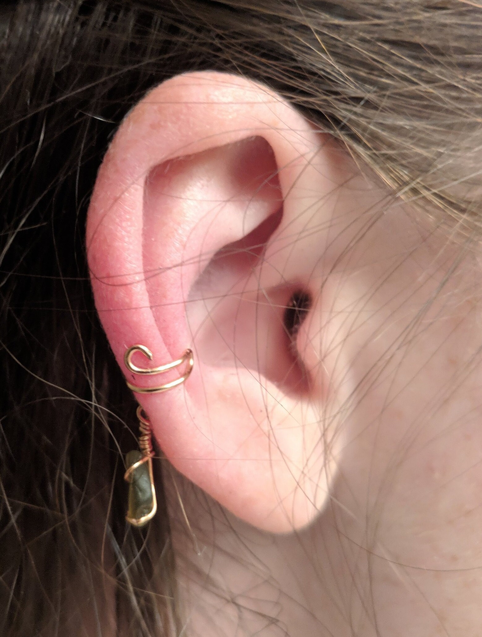 Copper Sea Glass Ear Cuffs, No Piercing Ear Cuffs, Sea Glass Earring