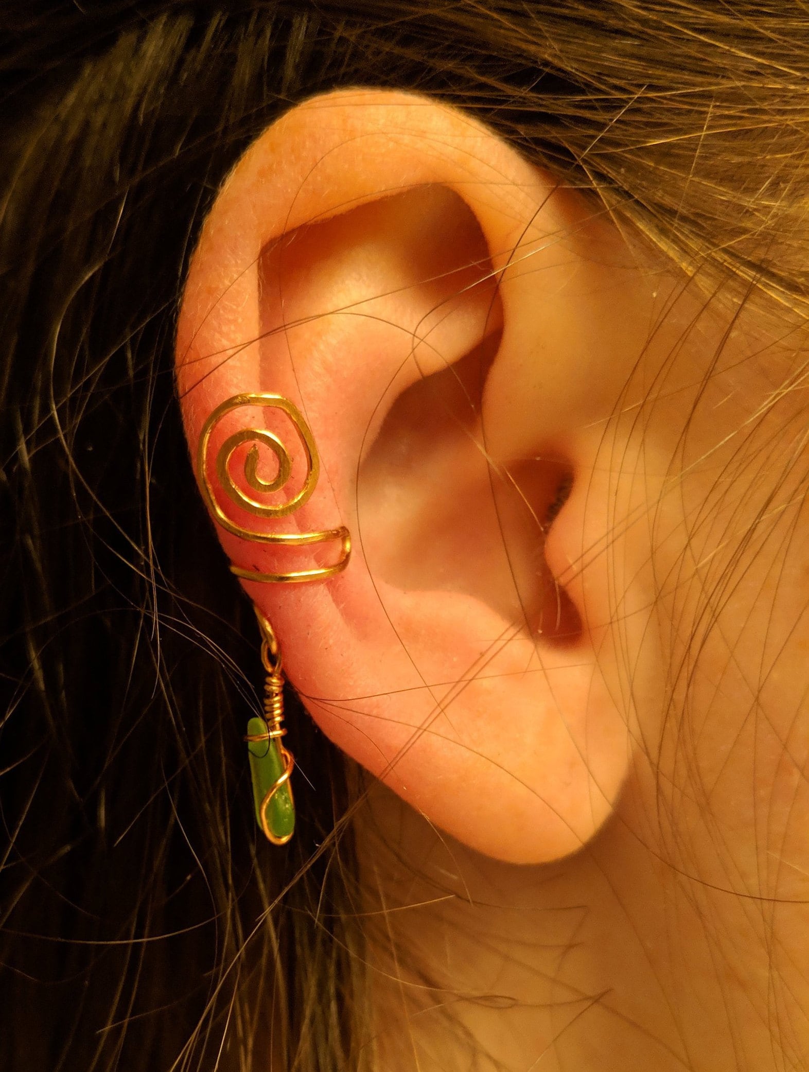 Copper Sea Glass Ear Cuffs, No Piercing Ear Cuffs, Sea Glass Earring