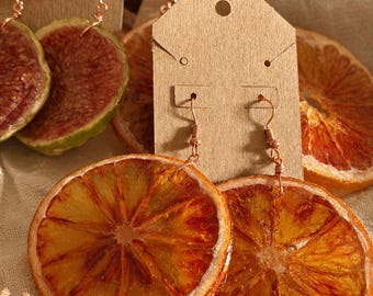 Groothandel echte bloedsinaasappel-oorbellen | Sieraden van echt fruithars (15 of 25 paar) | Handgemaakte botanische sieraden | Cadeaus voor haar
