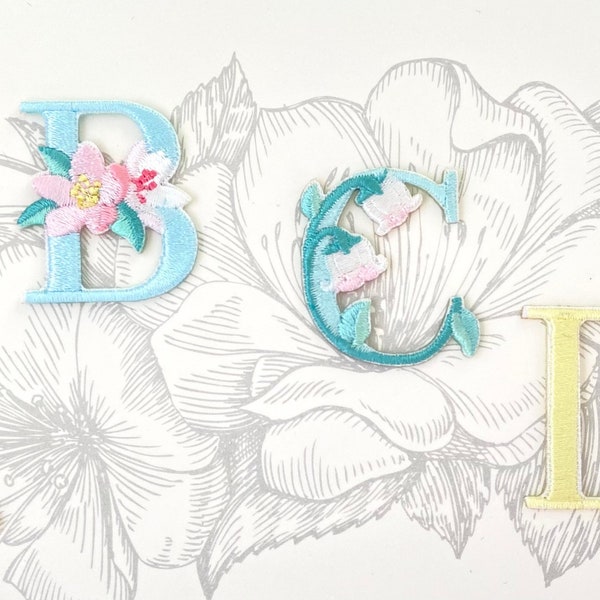 Letter, Initial for ironing, Application, Ironing image, Patch, Beautiful flowers Letter application Ironing out, Initial, Alphabet