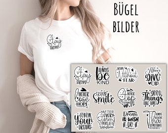 12 iron-on transfers, beautiful sayings to iron on, be strong, follow your dreams, never give up, motivation, SKU 5.000.057