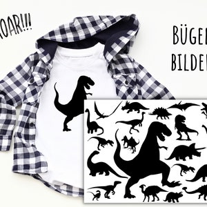 21 iron-on dinosaur images, dino to iron on, T-Rex, Tyrannosaurus, silhouette dinosaur to iron on, iron-on patches for children, SKU 5.000.144