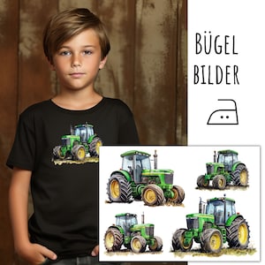 4 iron-on patches yellow green tractor, tractor iron-on patch agricultural machine, SKU 5.000.619