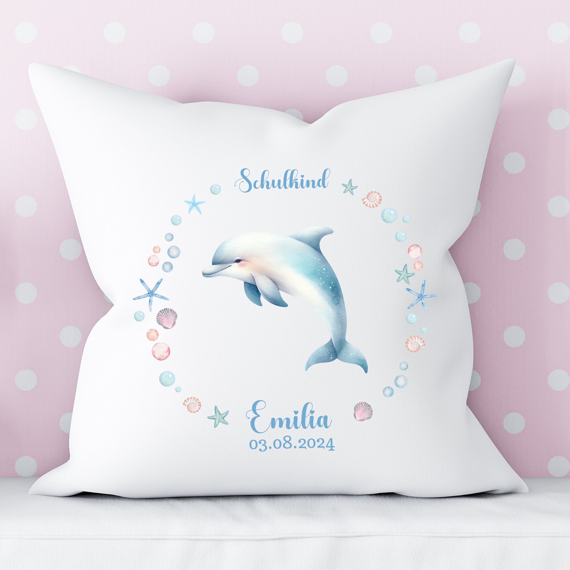 Bügelbild Delfin Mit Blume - Aufbügler Für Textilien 10x7.5cm Meerestier Motiv