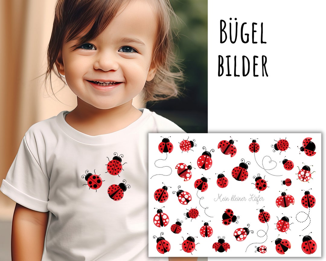 33 Ironon Transfers of Small Beetles, Ladybugs to Iron On, Black Red