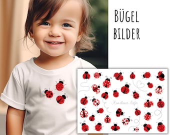 33 iron-on patches of small beetles, ladybugs for ironing on, black and red beetles, iron-on patches, lucky beetles, SKU 5.000.184