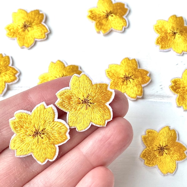 10 yellow flowers to iron, cherry blossoms, appliqué