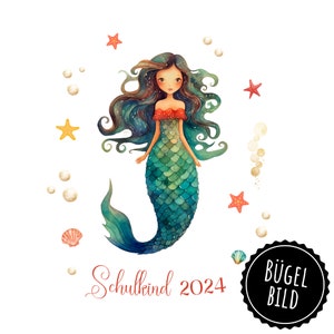 Iron-on image for school cone or birthday with mermaid motif, iron-on image with name, SKU 5000.331