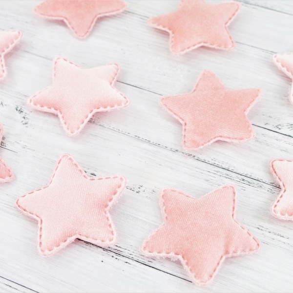 10 velvet stars in pastel pink, velvet appliqué for sewing or gluing, table decoration, scatter pieces, Christmas decoration, delicate pink stars