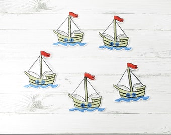 5 sailing ships for ironing, pirate ship, boat, maritime ship motif, patch for ironing or sewing, ship as ironing image, sea