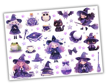 Iron-on patch of a little witch, cute witch with a broom, SKU 5.000.368