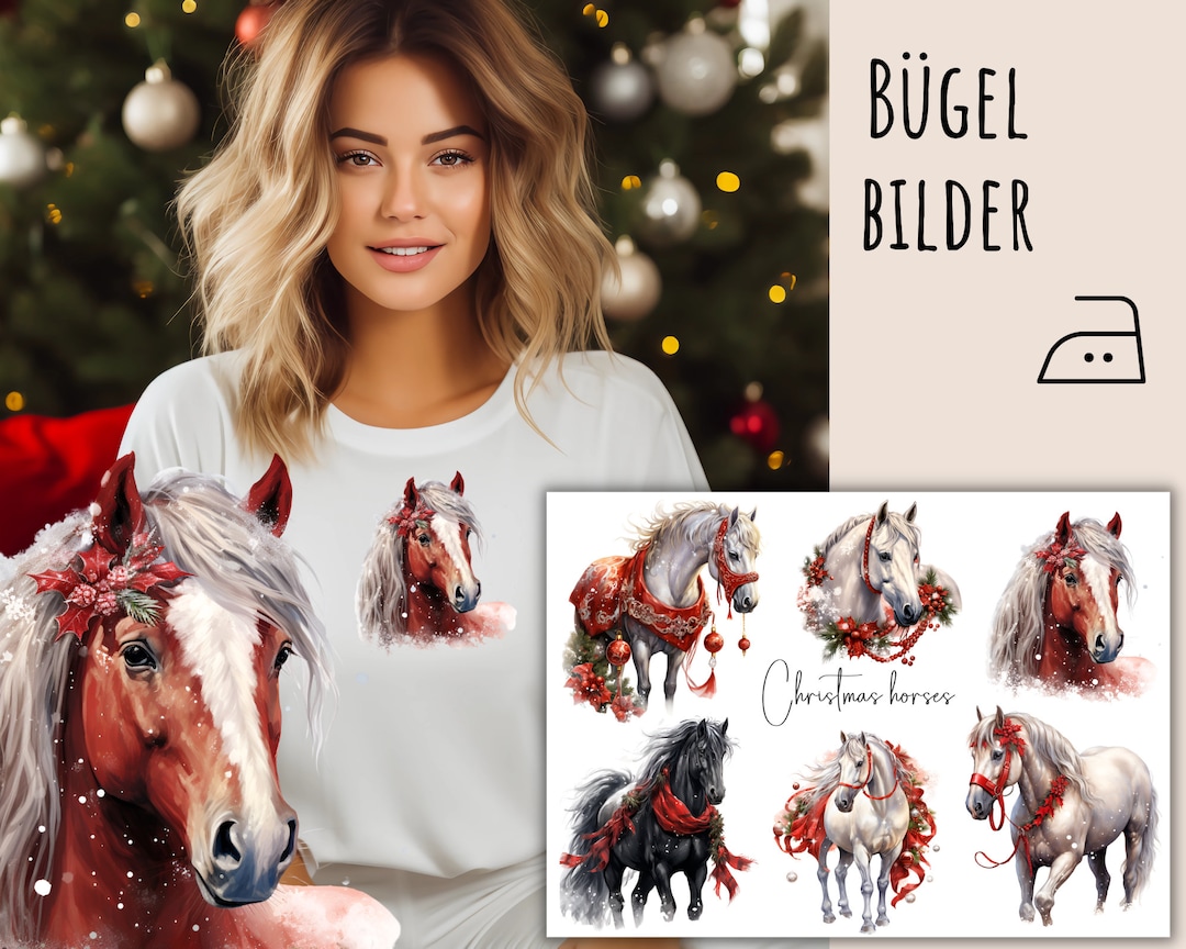 6 Bügelbilder Weihnachts Pferde Weihnachtsbilder zum - Etsy.de