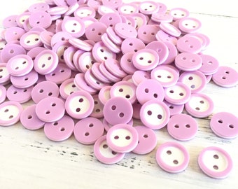 50 purple white buttons, plastic, buttons in light purple and white striped, purple buttons, blouse buttons, plastic buttons, trouser buttons, purp