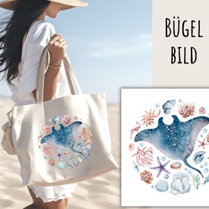 Iron-on image sea creatures, maritime image for ironing on, sea creatures for ironing on, shells, corals, crab, seahorse, SKU 5.000.386