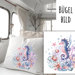 Iron-on image sea creatures, maritime image for ironing on, sea creatures for ironing on, shells, corals, crab, seahorse, SKU 5.000.383