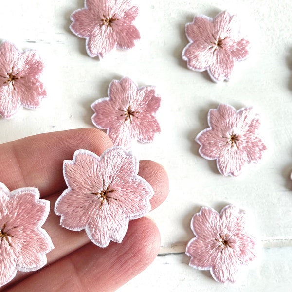 10 pale pink flowers to iron out, cherry blossoms, beautiful application, light pink flower, ironing picture, flower application, pink flower, patch