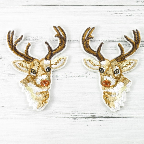 2 pieces deer application, 1 pair, deer application, reindeer application for ironing or sewing, patch, deer, deer for ironing