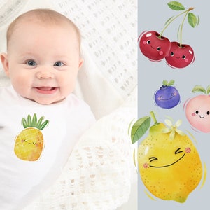 Iron-on patches fruits with face, cute fruit to iron on, apple, banana, melon, lemon, strawberry to iron on, 20 iron-on patches image 3