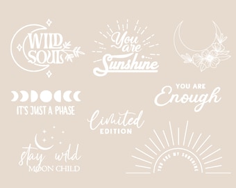 8 iron-on transfers, beautiful sayings to iron on, minimalist, modern, simple iron-on patch, SKU 5.000.263