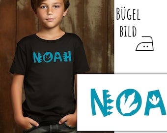 Iron-on name patch, dinosaur font, customizable, personalized, iron-on transfer, SKU 5.000.404