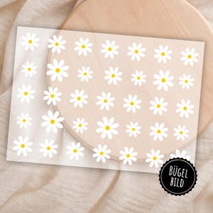 35 iron-on daisy patches, flowers, blossoms for ironing on, boho flowers for ironing on in warm colors