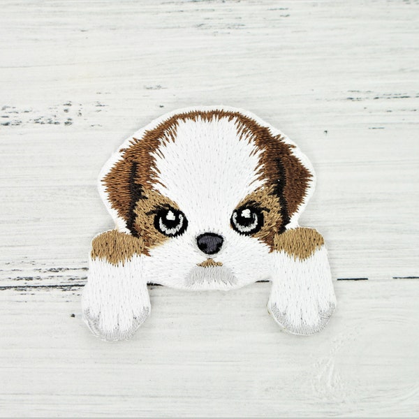 Cute Shih Tzu application for ironing or sewing, Shih Tzu puppy as patch, lion dog, Tibetan dog, dog for ironing, ironing picture