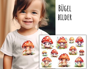 11 iron-on patches of little mushroom friends, autumn, mushrooms, cute mushroom with face for ironing on, SKU 5.000.039