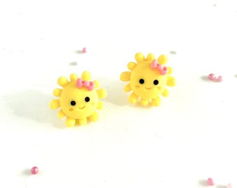 2 yellow sun buttons, plastic buttons, sun stem buttons, buttons for children, sugar-sweet buttons with yellow cute suns, 1.2 cm