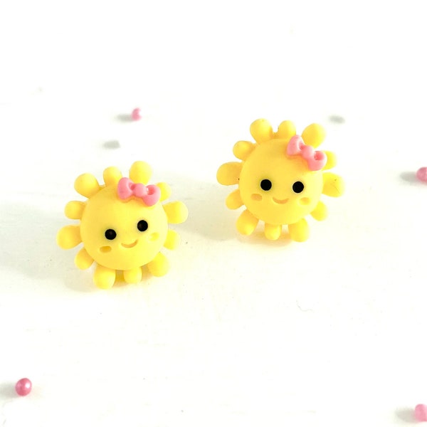 2 boutons de soleil jaunes, boutons en plastique, boutons de tige de soleil, boutons pour enfants, boutons sucrés avec des soleils jaunes mignons, 1,2 cm