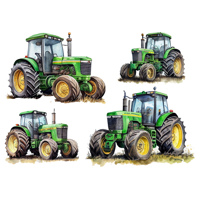 4 iron-on images yellow green tractor, tractor iron-on image agricultural machine image 2