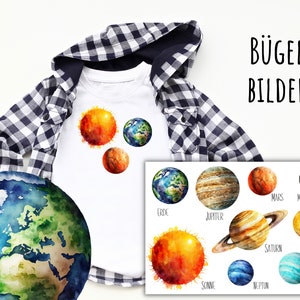 9 iron-on patches of the solar system, sun and planets, space explorers, planet iron-on patches for children, SKU 5.000.272