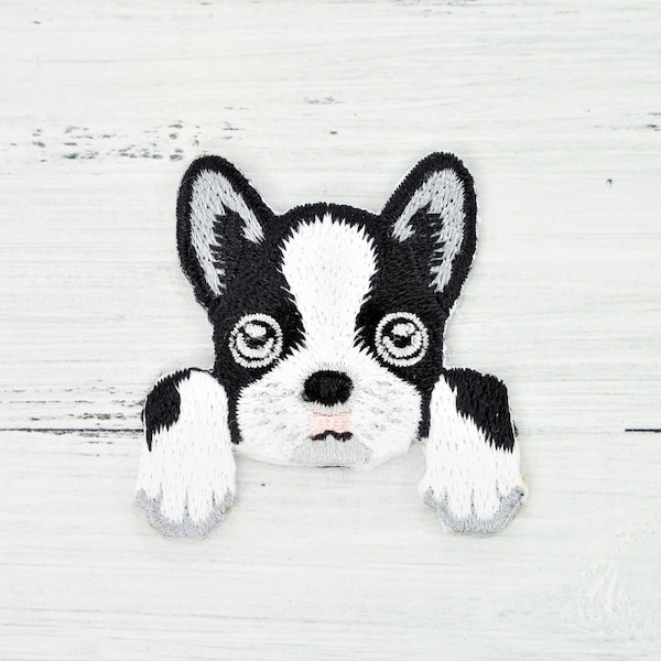 Boston Terrier for ironing, Sweet Boston Terrier application for ironing or sewing, Terrier puppy as patch, motif approx. 4 cm tall, dog