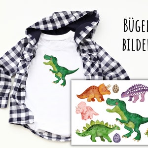 Iron-on dinosaur patches, dino iron-on patches, watercolor dinosaur iron-on patches, 9 iron-on patches for children, SKU 5.000.508