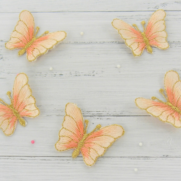 5 butterfly application, ironing picture, patch, butterflies for ironing, orange, gold, butterfly application