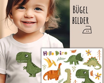 18 Bügelbilder Dino, Dinosaurier, Dino zum Aufbügeln, Saurier im Buntstift-Stil zum Aufbügeln, Aufbügler für Kinder, SKU 5.000.109