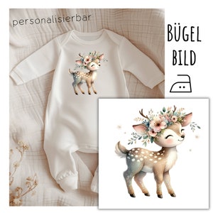 Ironing picture cute deer, fawn ironing picture with name, date of birth, birthday, customizable