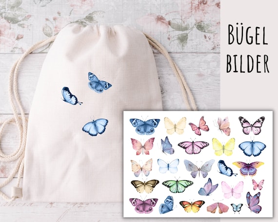Bügelbilder Aquarell Schmetterlinge, Schmetterling zum Aufbügeln, bunte Schmetterlinge zum Aufbügeln, 26 Aufbügler